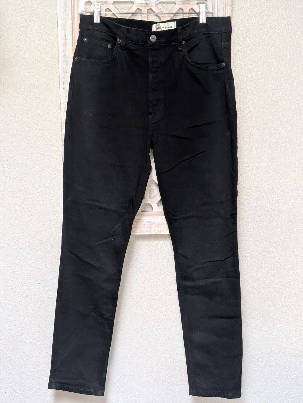 Reformation Women's Size 31 Serena High Rise Skinny Jeans Black Stretch Denim